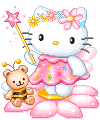 Fairy Hello Kitty on a Flower with a Teddy Bear